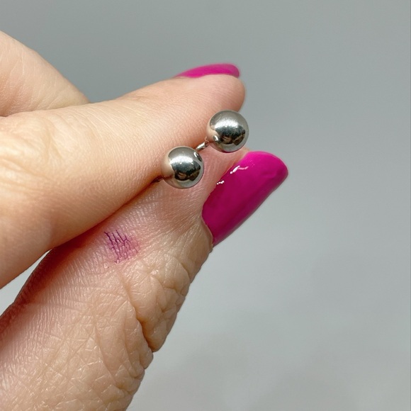 Screw Post and Backs -14K White 4 mm Ball Stud Earrings, for baby or small - Picture 4 of 4